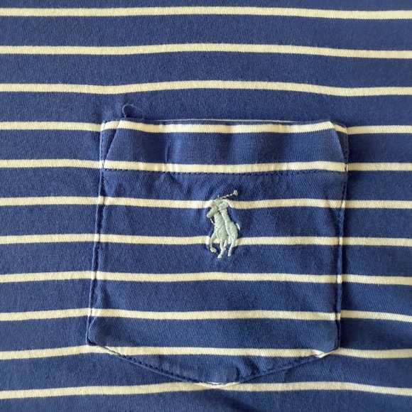Polo Ralph Lauren‎ Striped T-Shirt Men's XXL Blue White Pocket Cotton Casual - Picture 4 of 9